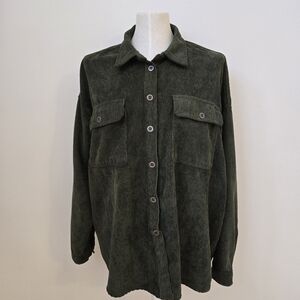 Velvet Heart Olive Green Corduroy Button-Up Shirt Jacket Size 1X